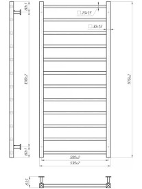 Водяна сушка для рушників Mario Inox Токіо 1170x530/500 нержавіюча сталь сатин 4820258989058