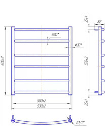 Водяна рушникосушка Mario Класік 600x530/500 чорний мат 4820258983087