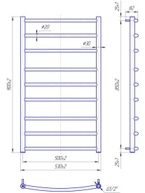 Водяна рушникосушка Mario Класік 900x530/500 чорний мат 4820258983100