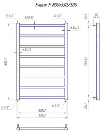 Водяной полотенцесушитель Mario Классик F 800x530/500 белый глянцевый 4820111357369