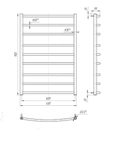 Водяний полотенцесушитель Mario Класик 900х630 / 600 мм 4820111350124