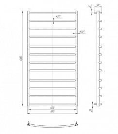Водяний полотенцесушитель Mario Класик 1200х630 / 600 мм хром 4820111350032