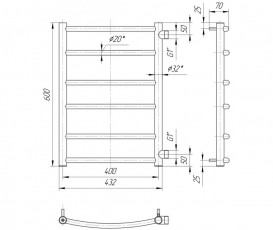 Водяний полотенцесушитель Mario Класик Б / П 1 