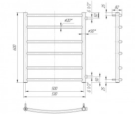 Водяной полотенцесушитель Mario Классик Б/П 1/2