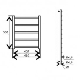 Водяний полотенцесушитель Mario Класик 500x430 / 400 мм нержавіюча сталь 4820111350261