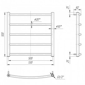 Водяной полотенцесушитель Mario Классик 500x530/500 мм нержавеющая сталь 4820111350278