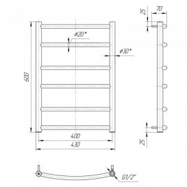 Водяний полотенцесушитель Mario Класик 600x430 / 400 мм нержавіюча сталь 4820111350285