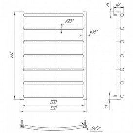 Водяной полотенцесушитель Mario Классик 700x530/500 мм нержавеющая сталь 4820111350049