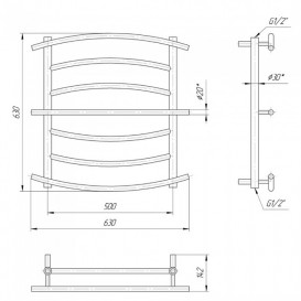 Водяний полотенцесушитель Mario Ліон 630x630 / 500 мм нержавіюча сталь 4820111352937
