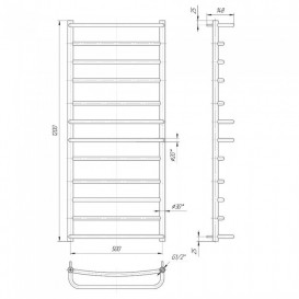 Водяний полотенцесушитель Mario Люкс 1200x530 / 500 мм нержавіюча сталь 4820111351152