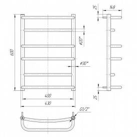 Водяной полотенцесушитель Mario Люкс 600x530/500 мм нержавеющая сталь 4820111350339