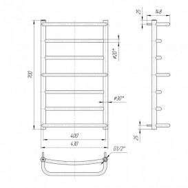 Водяной полотенцесушитель Mario Люкс 700x430/400 мм нержавеющая сталь 4820111350346
