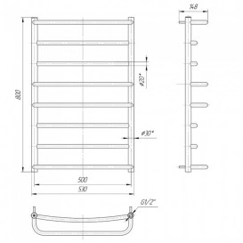 Водяний полотенцесушитель Mario Люкс 800x530 / 500 мм нержавіюча сталь 4820111350360
