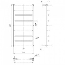 Водяной полотенцесушитель Mario Люкс 900x430/400 мм нержавеющая сталь 4820111351763