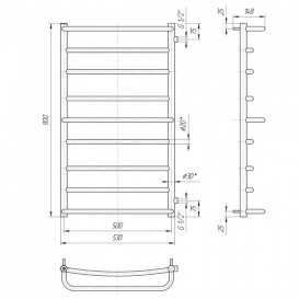 Водяний полотенцесушитель Mario Люкс Б / П 1/2 '' 900x550 / 800 мм нержавіюча сталь 4820111353569