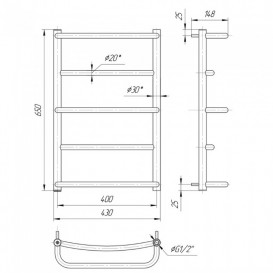 Водяной полотенцесушитель Mario Люкс НР 650х430/400 мм нержавеющая сталь 4820111351367