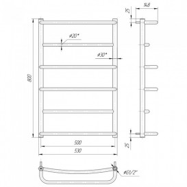 Водяной полотенцесушитель Mario Люкс НР 800x530/500 мм нержавеющая сталь 4820111351305
