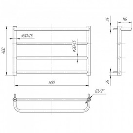 Водяний полотенцесушитель Mario Люкс Сіті 400x630 / 600 мм нержавіюча сталь 4820111354511
