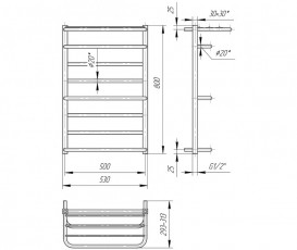 Водяной полотенцесушитель Mario Люксор 800x530x500 4820111353286
