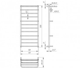 Водяной полотенцесушитель Mario Люксор 1200x530x500 4820111353293