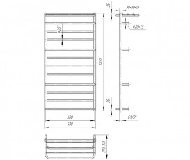 Водяной полотенцесушитель Mario Люксор 1200x630x600 4820111353309