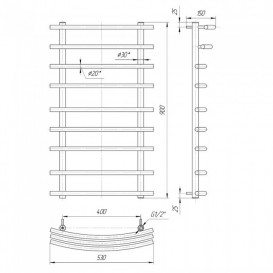 Водяний полотенцесушитель Mario Маріо 900х530 / 400 мм нержавіюча сталь 4820111350148