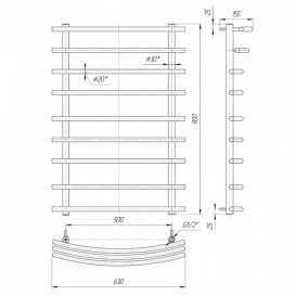 Водяний полотенцесушитель Mario Маріо 900х630 / 500 мм нержавіюча сталь 4820111351282