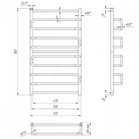 Водяной полотенцесушитель Mario Ница 900х530/500 мм 4820111353248