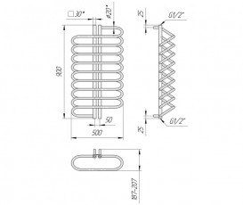 Водяний полотенцесушитель Mario Палермо 1410x500x50 4820111353170