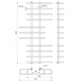 Водяной полотенцесушитель Mario Парус 1200x650/160 мм нержавеющая сталь 4820111350575