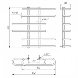 Водяной полотенцесушитель Mario Парус 600x650/160 мм нержавеющая сталь 4820111350537
