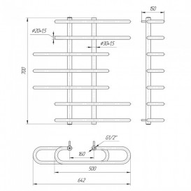 Водяний полотенцесушитель Mario Парус 700x650 / 160 мм нержавіюча сталь 4820111350544