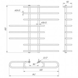 Водяний полотенцесушитель Mario Парус 800x850 / 160 мм нержавіюча сталь 4820111350551