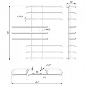 Водяной полотенцесушитель Mario Парус 900x850/160 мм нержавеющая сталь 4820111350568