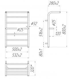 Водяной полотенцесушитель Mario Посейдон 800х530x500 4820111354856