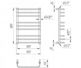 Водяний полотенцесушитель Mario Преміум Стандарт 800x540x500 4820111352067