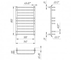 Водяний полотенцесушитель Mario Преміум Люкс 800x540x500 4820111352029