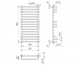 Водяний полотенцесушитель Mario Преміум Люкс 1100x540x500 4820111352036