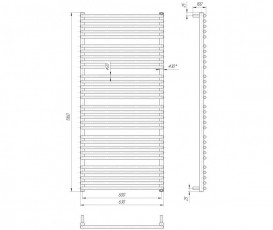Водяний полотенцесушитель Mario Преміум Турин 1360x630x600 4820111353132