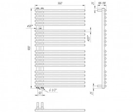 Водяной полотенцесушитель Mario Премиум Марсель 900x560x50 4820111352838