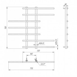 Водяной полотенцесушитель Mario Симфония 700x770/160 мм нержавеющая сталь 4820111350117