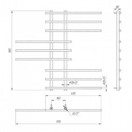 Водяний полотенцесушитель Mario Симфонія 900x970 / 160 мм нержавіюча сталь 4820111350018
