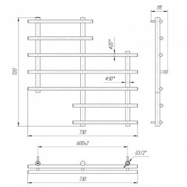 Водяной полотенцесушитель Mario Сонет 720x730/600 мм нержавеющая сталь 4820111350704