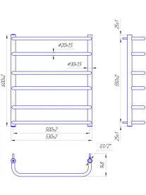 Водяна рушникосушарка Mario Стандарт 600x530/500 чорний мат 4820258983117