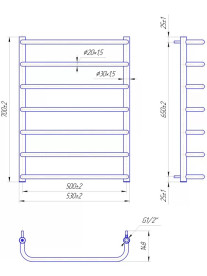 Водяной полотенцесушитель Mario Стандарт 700x530/500 черный мат 4820258983124