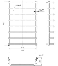 Водяной полотенцесушитель Mario Стандарт 800x530/500 черный мат 4820258983131