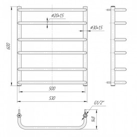 Водяной полотенцесушитель Mario Стандарт 600x530/500 мм нержавеющая сталь 4820111350391