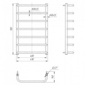 Водяной полотенцесушитель Mario Стандарт 700x430/400 мм нержавеющая сталь 4820111350407