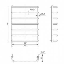Водяний полотенцесушитель Mario Стандарт 700x530 / 500 мм нержавіюча сталь 4820111350414
