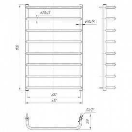 Водяной полотенцесушитель Mario Стандарт 800x530/500 мм нержавеющая сталь 4820111350421